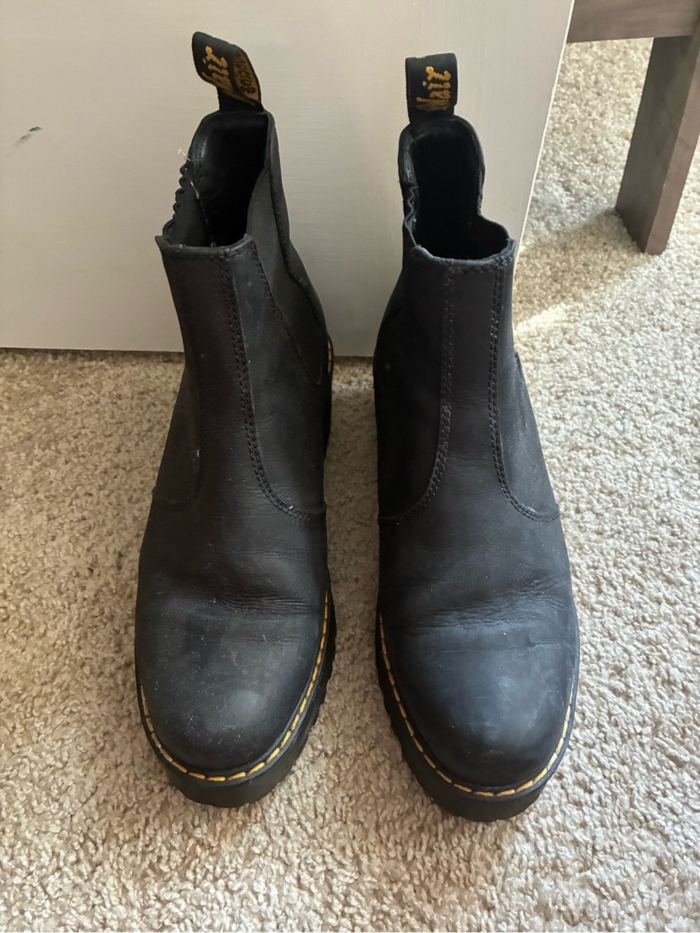 Dr. Martens Black Chelsea Boots with Yellow Stitching